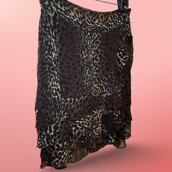 Express Brown and Black Animal Print Mini Skirt - Picture 2 of 6